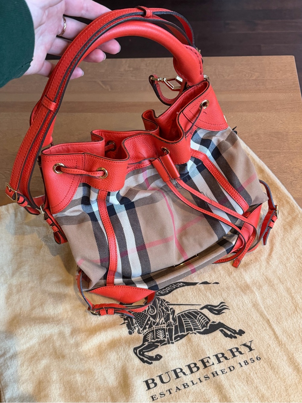 Burberry Canva Whipstitch Red Orange